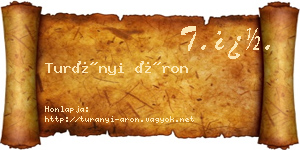 Turányi Áron névjegykártya